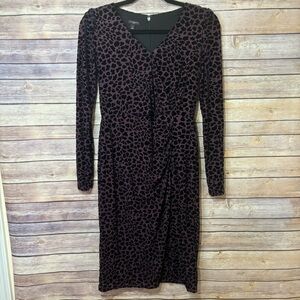 Talbots Long Sleeve Leopard Print Dress Size XS Petite D4